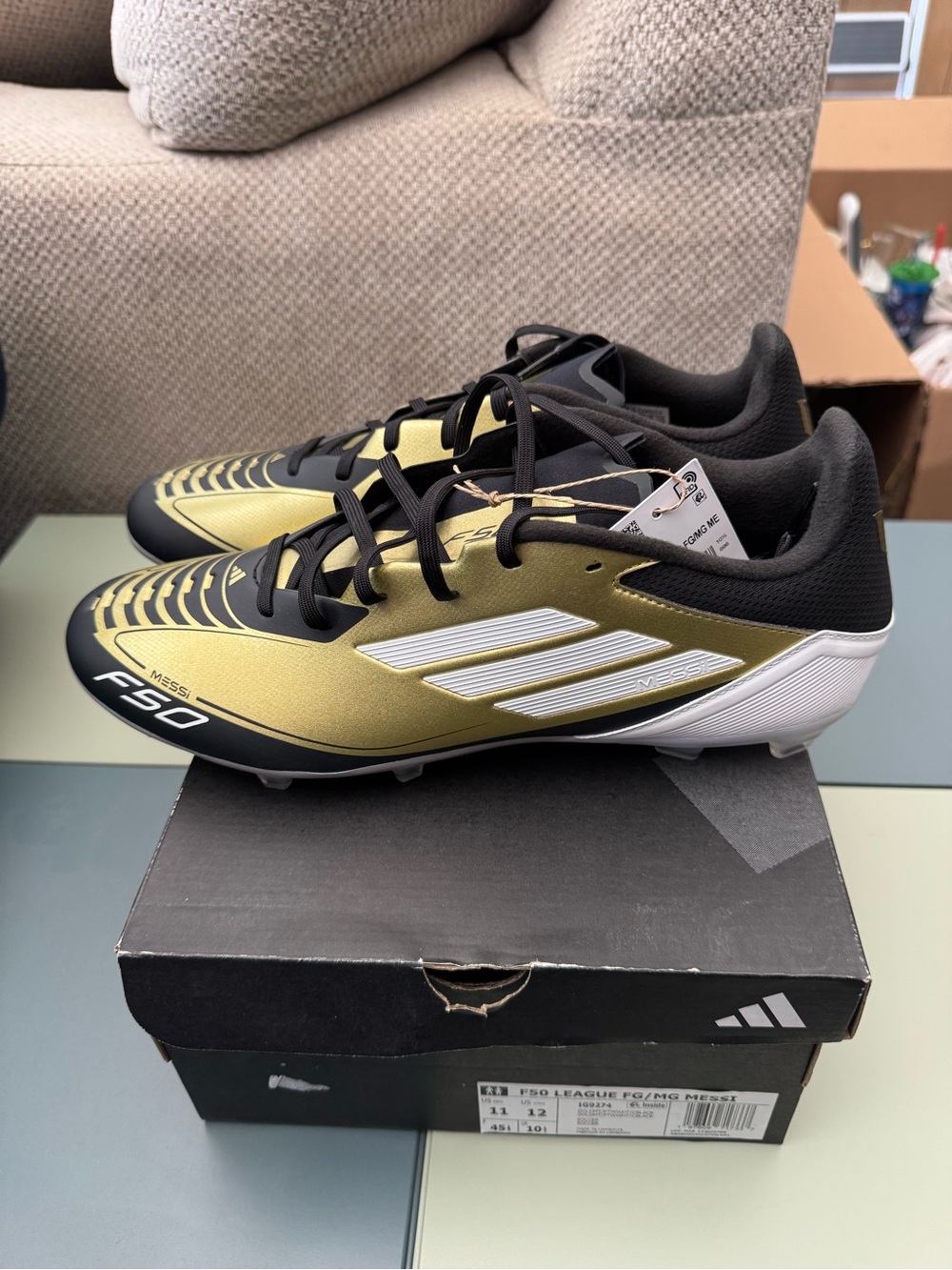 Adidas Messi F50 Metallic Gold and Black Soccer Cleats FG/MG